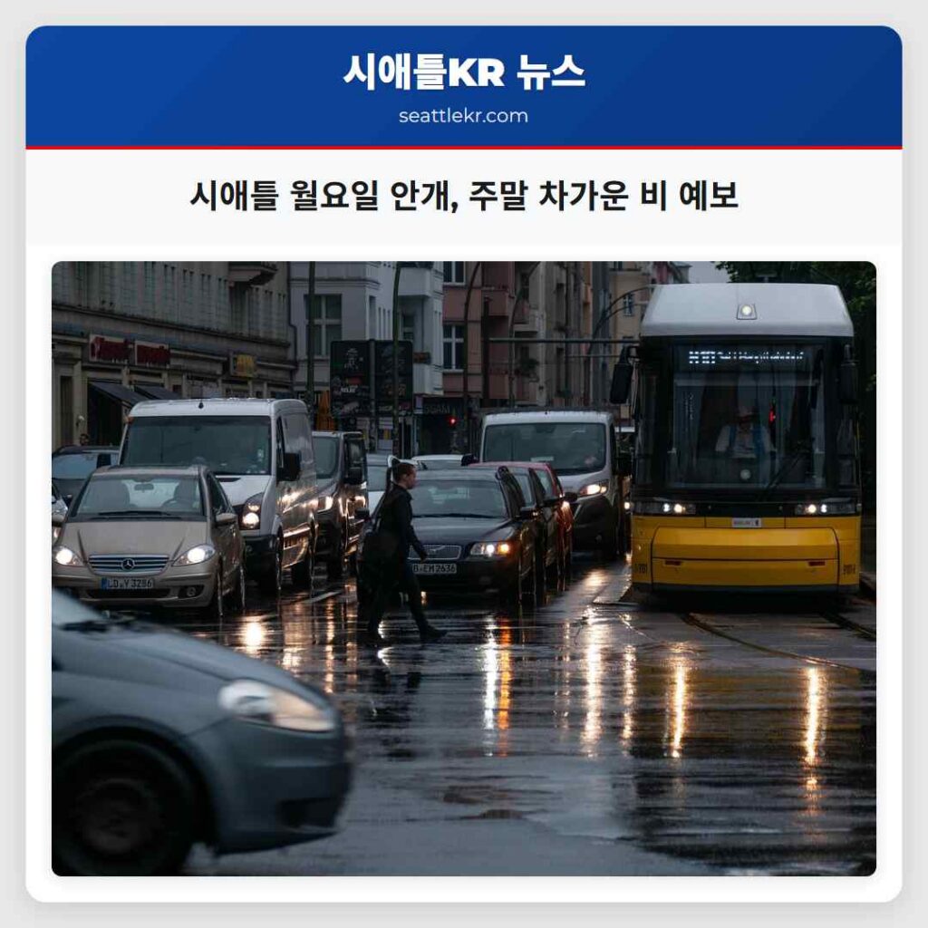 시애틀 월요일 안개, 주말 차가운 비 예보