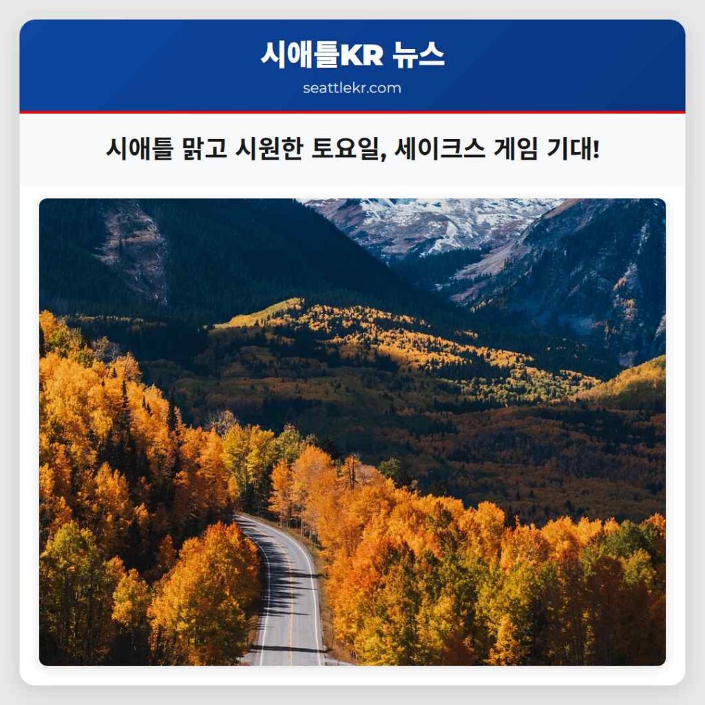 시애틀 맑고 시원한 토요일, 세이크스 게임 기대!