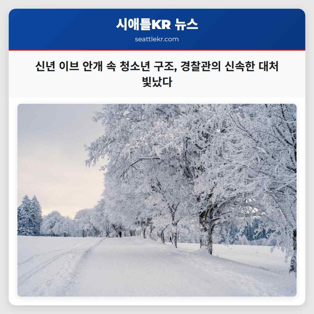 신년 이브 안개 속 청소년 구조, 경찰관의 신속한 대처 빛났다