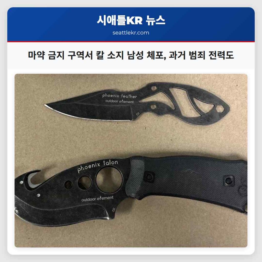 마약 금지 구역서 칼 소지 남성 체포, 과거 범죄 전력도