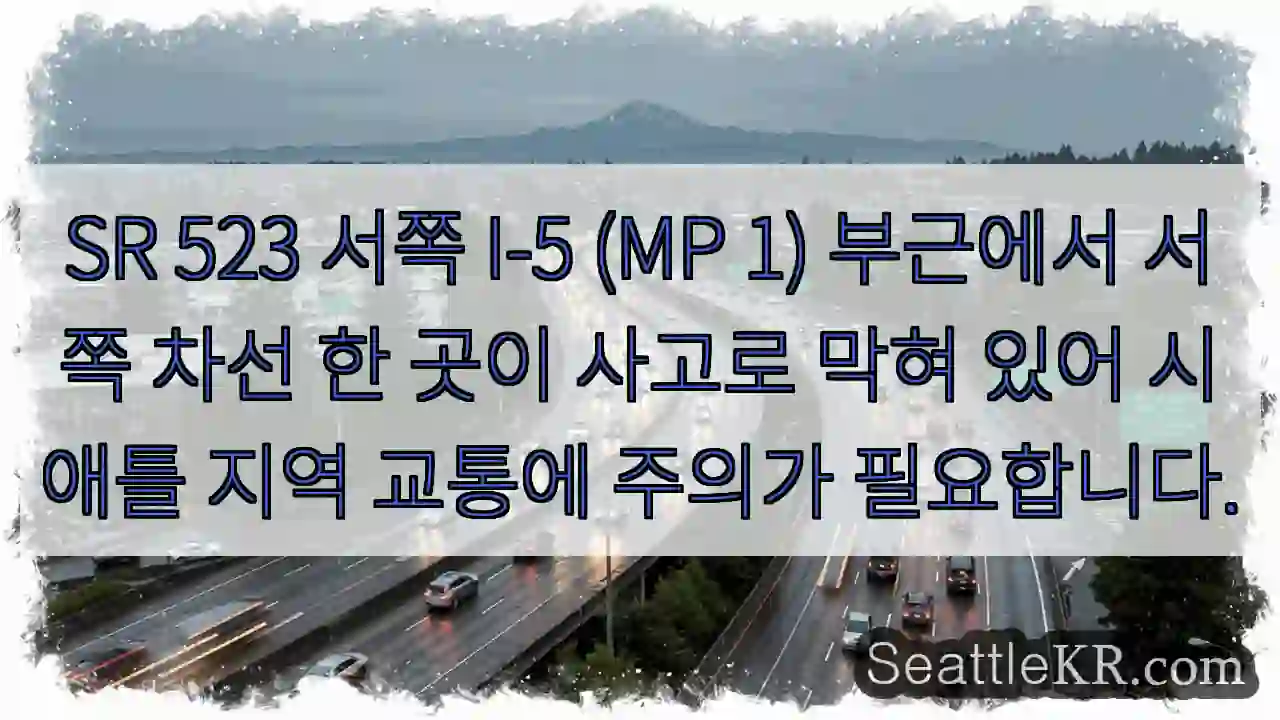 사고로 정체! 서쪽 차선 주의