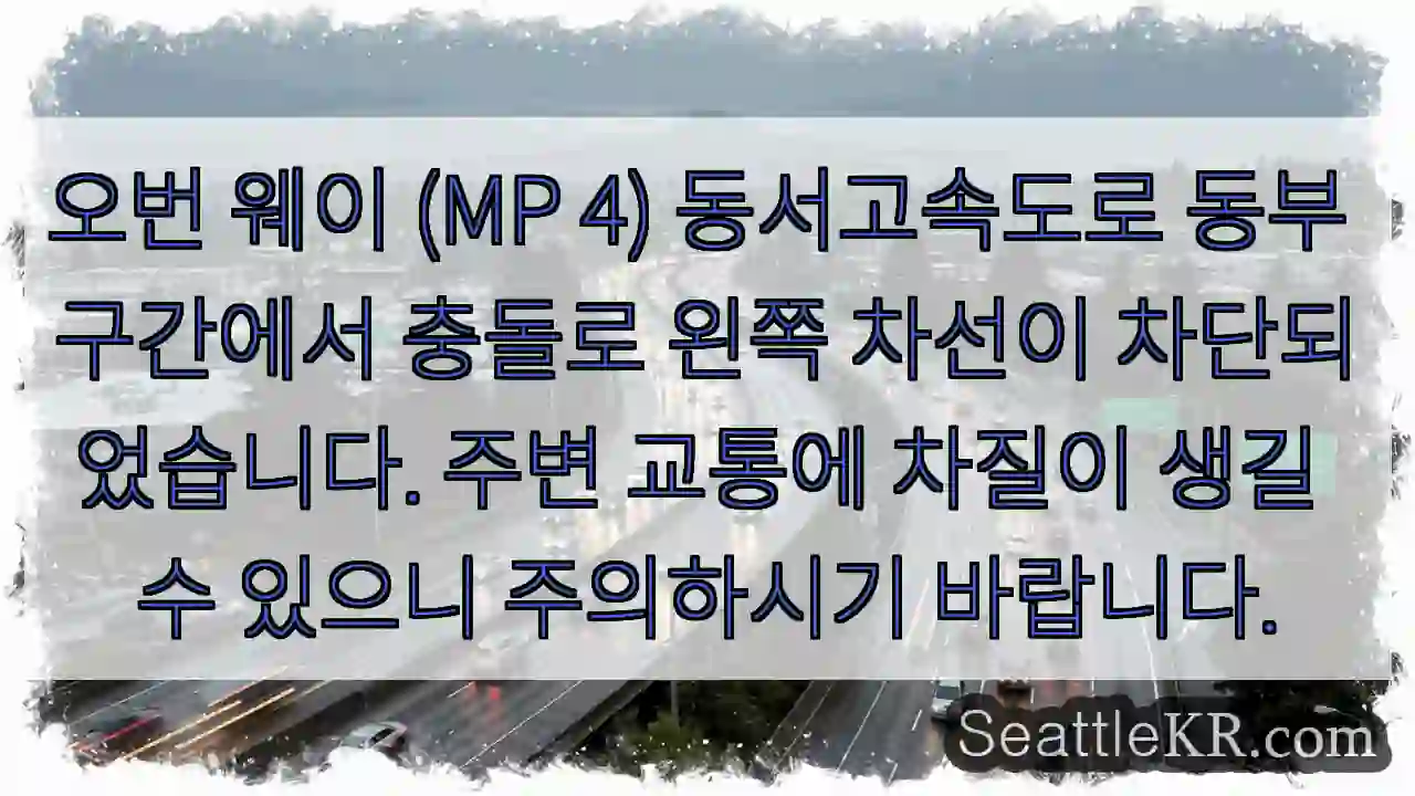 왼쪽 차선 통행 차단! 주의