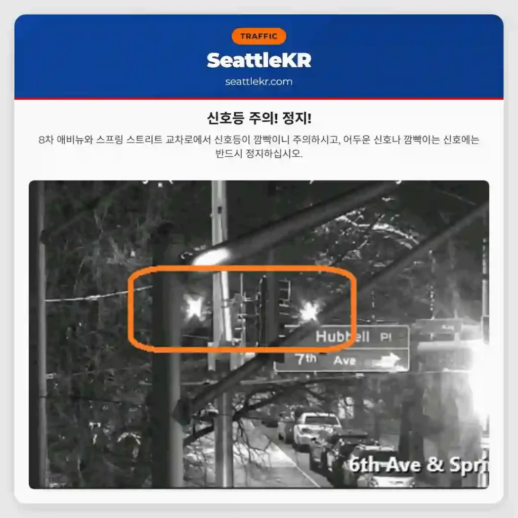 신호등 주의! 정지!