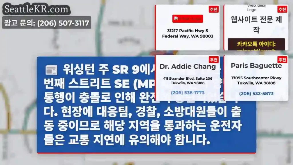 충돌로 인한 양방향 통행 중단! 주의 필요