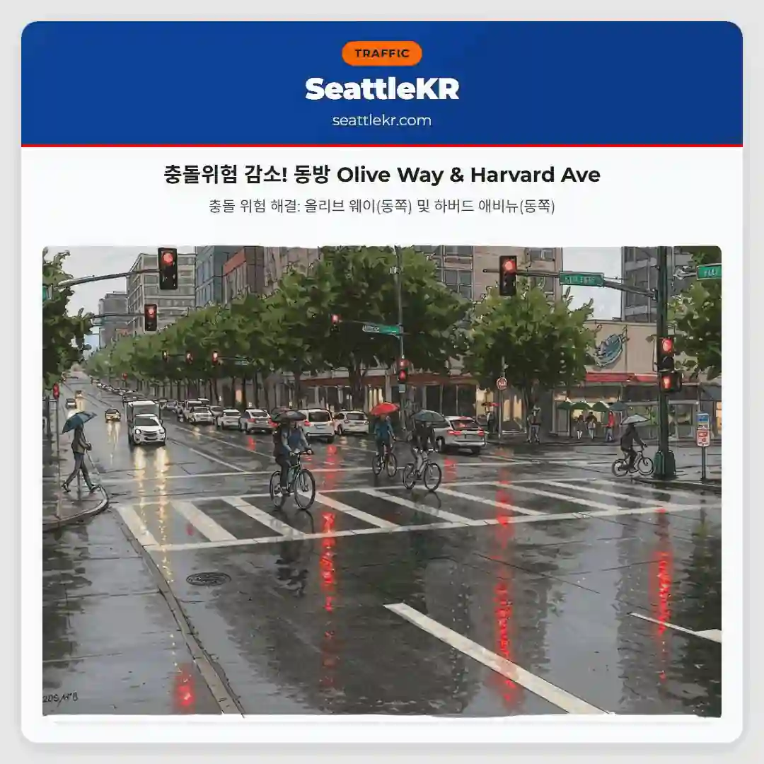 충돌위험 감소! 동방 Olive Way & Harvard Ave
