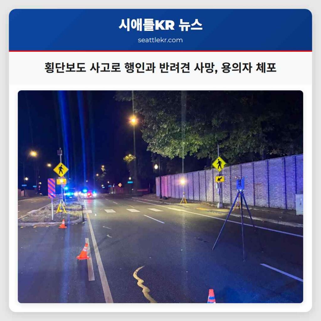 횡단보도 사고로 행인과 반려견 사망, 용의자 체포