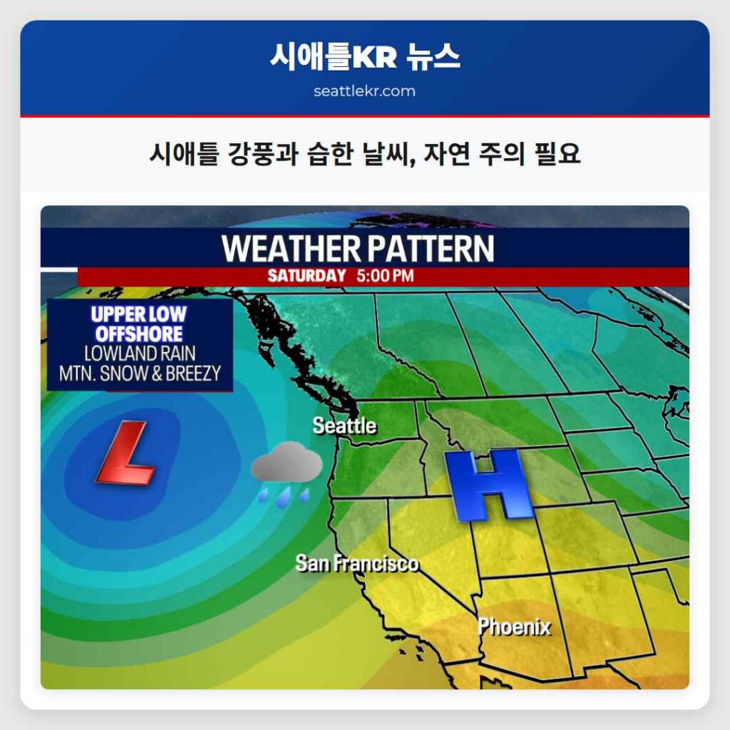 시애틀 강풍과 습한 날씨, 자연 주의 필요
