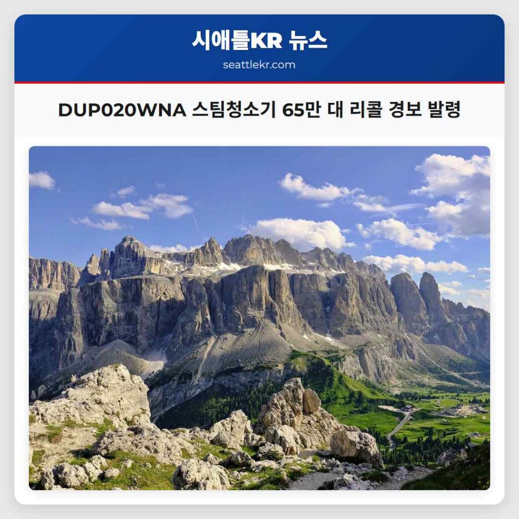 DUP020WNA 스팀청소기 65만 대 리콜 경보 발령