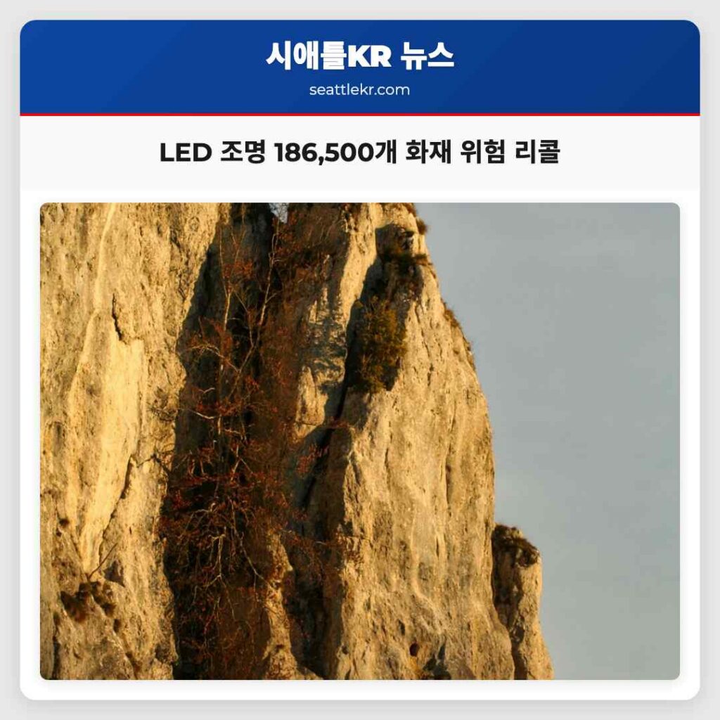 LED 조명 186,500개 화재 위험 리콜