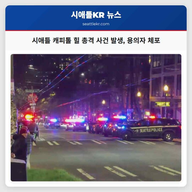 시애틀 캐피톨 힐 야간 총격 사건 발생 용의자 즉시 검거