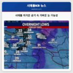 시애틀 날씨 차가운 공기 속 가벼운 눈 가능성