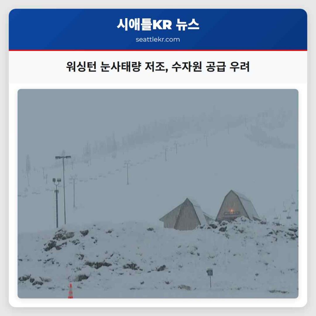 워싱턴 눈사태량 저조, 수자원 공급 우려