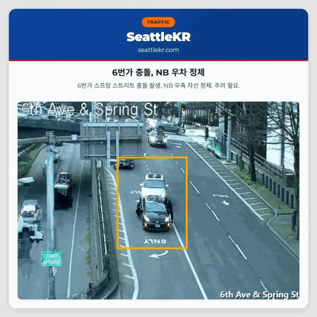 6번가 충돌, NB 우차 정체