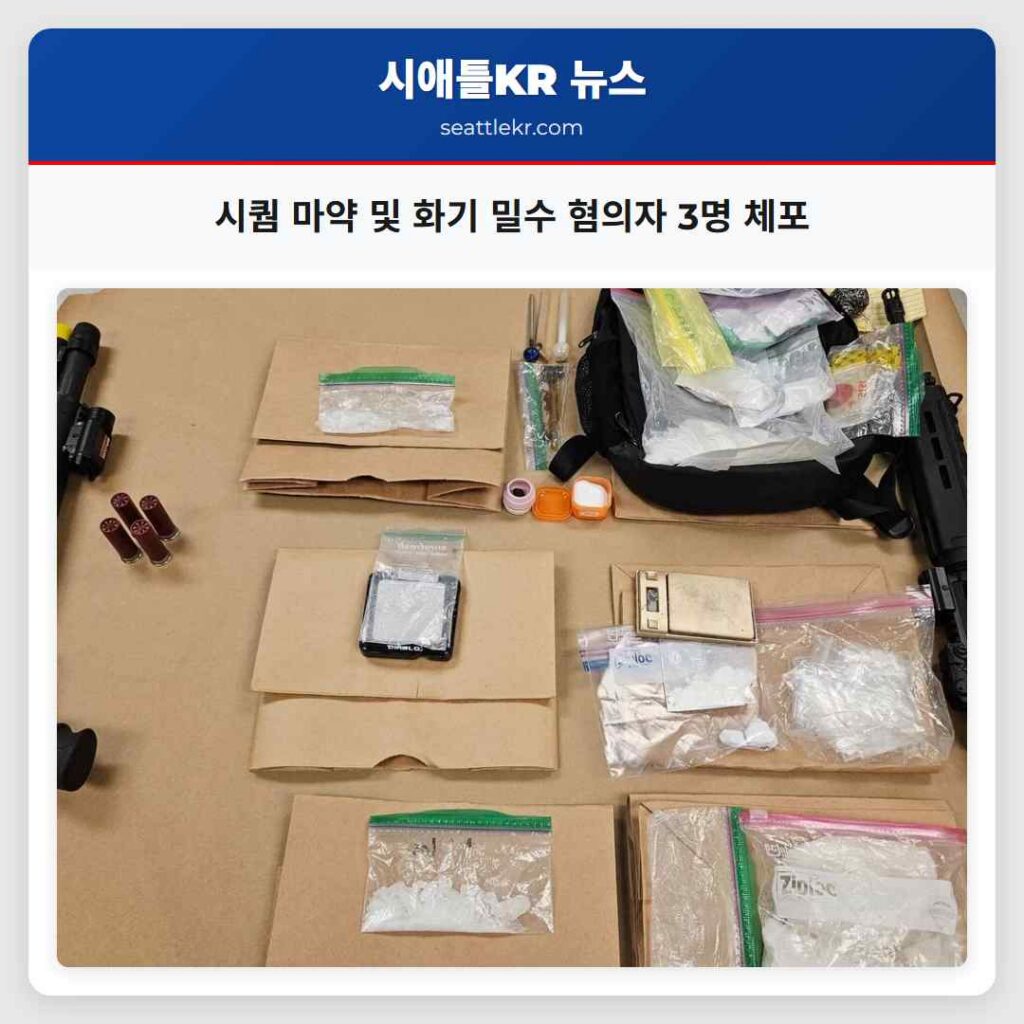 시퀌 마약 및 화기 밀수 혐의자 3명 체포