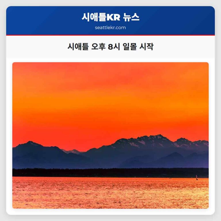 시애틀 겨울 종식 오후 8시 일몰 시대 도래