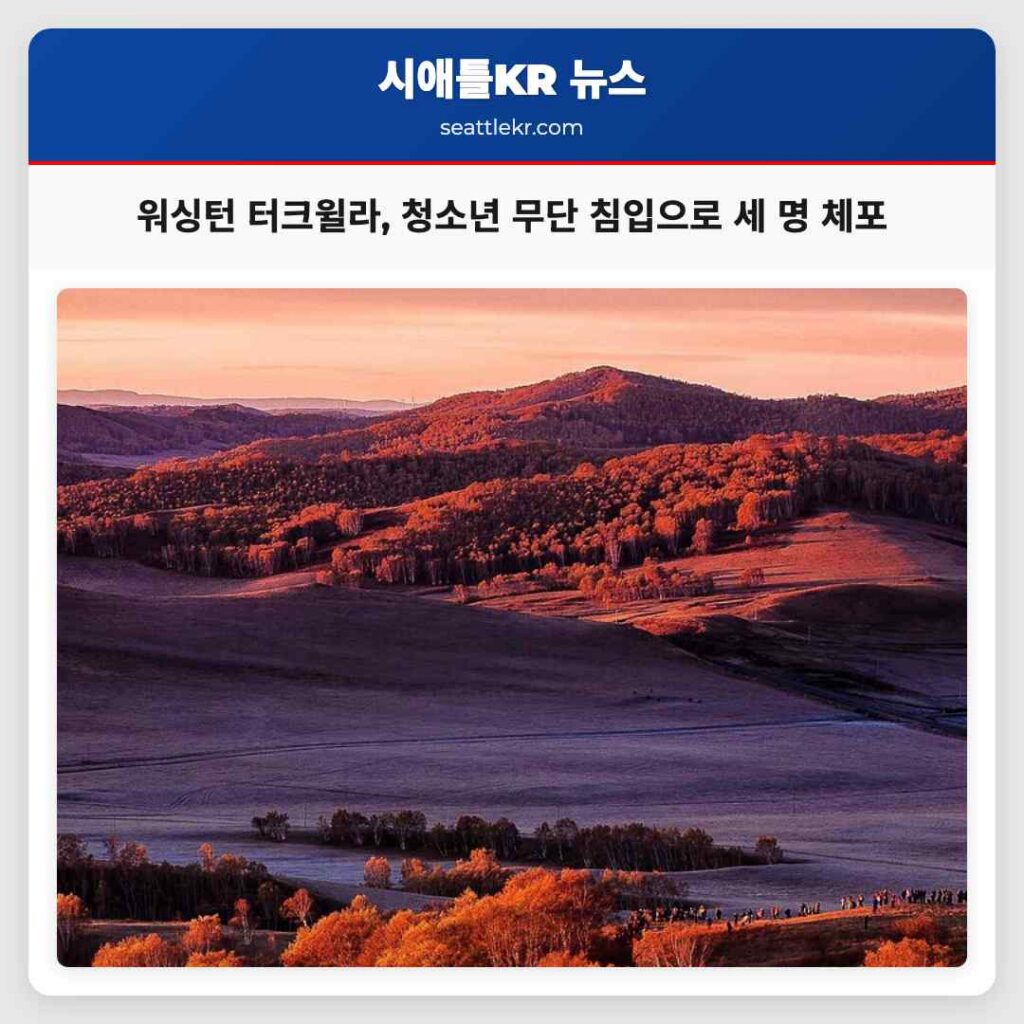 워싱턴 터크윌라, 청소년 무단 침입으로 세 명 체포