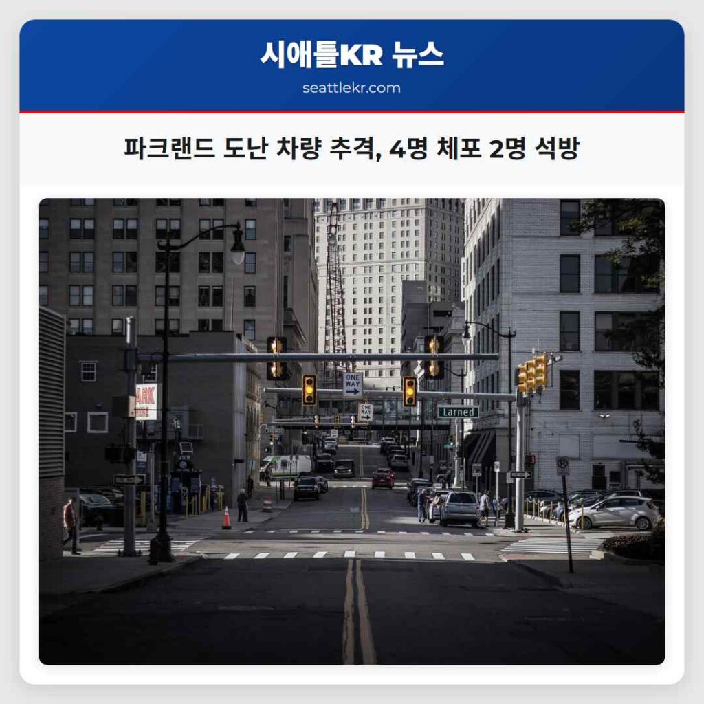 파크랜드 도난 차량 추격, 4명 체포 2명 석방