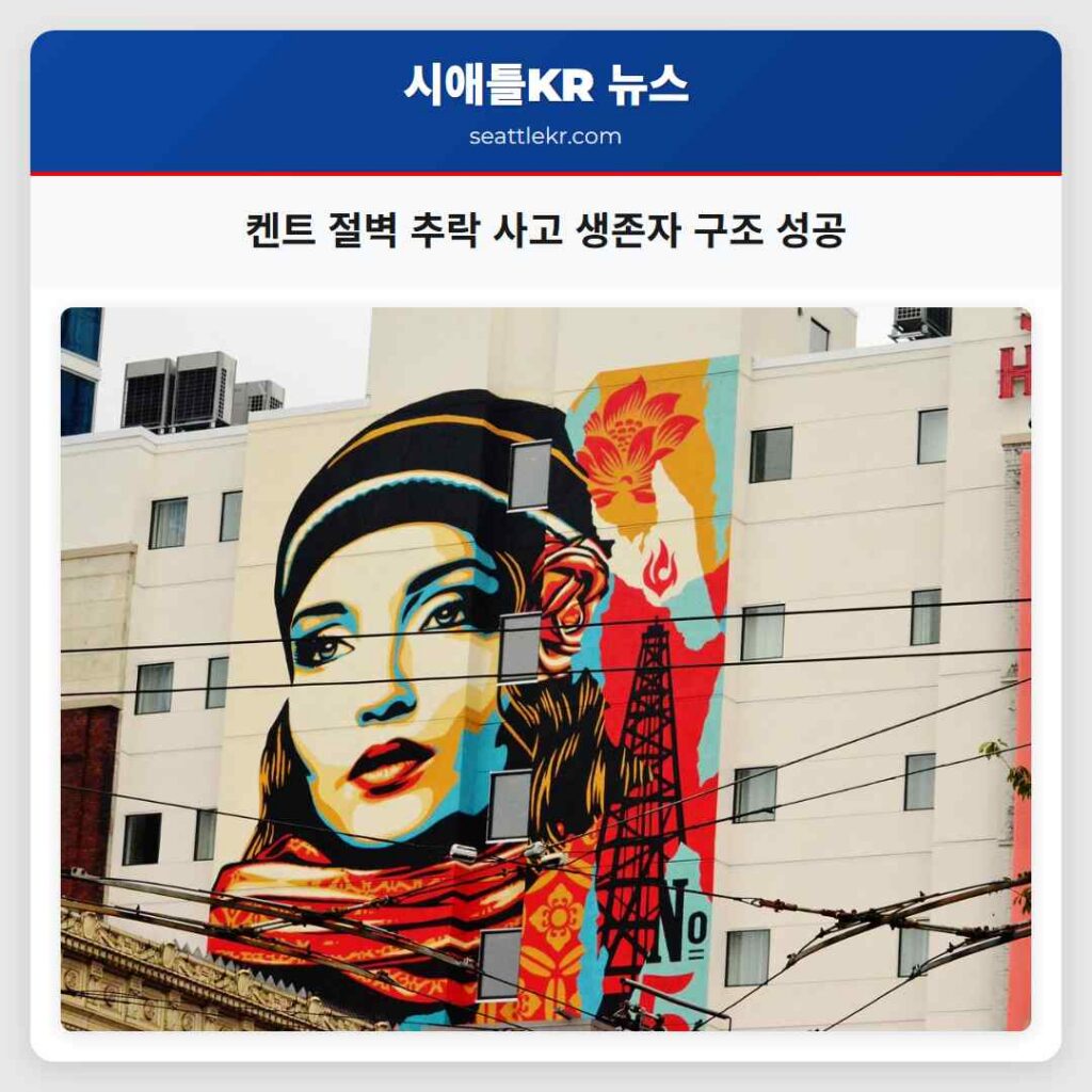 켄트 절벽 추락 사고 생존자 구조 성공