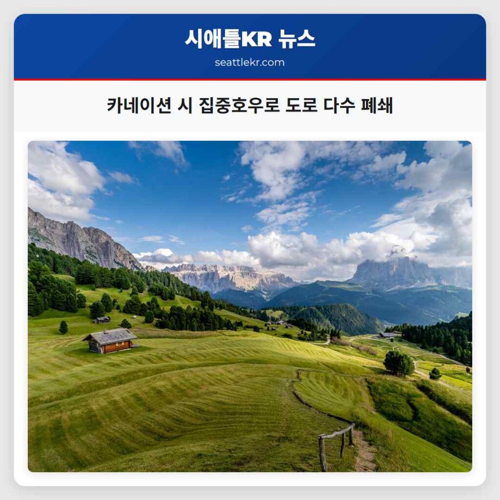 카네이션 시 집중호우로 도로 다수 폐쇄