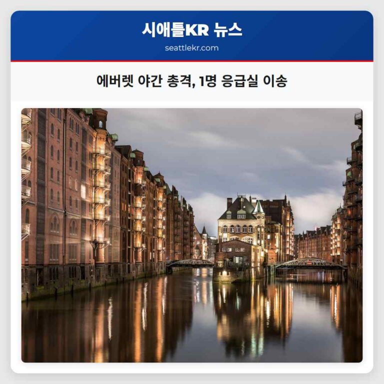 에버렛 야간 경찰관 연루 총격 사건 발생 1명 응급실 이송