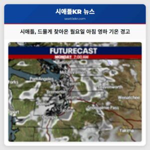 시애틀 월요일과 화요일 아침 영하 기온 예상… 드문 추위에 주의 당부
