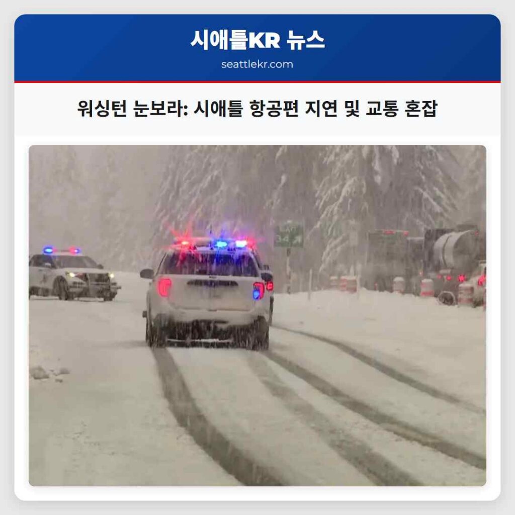 워싱턴 눈보라: 시애틀 항공편 지연 및 교통 혼잡