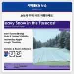 눈보라 주의! 안전 여행하세요.