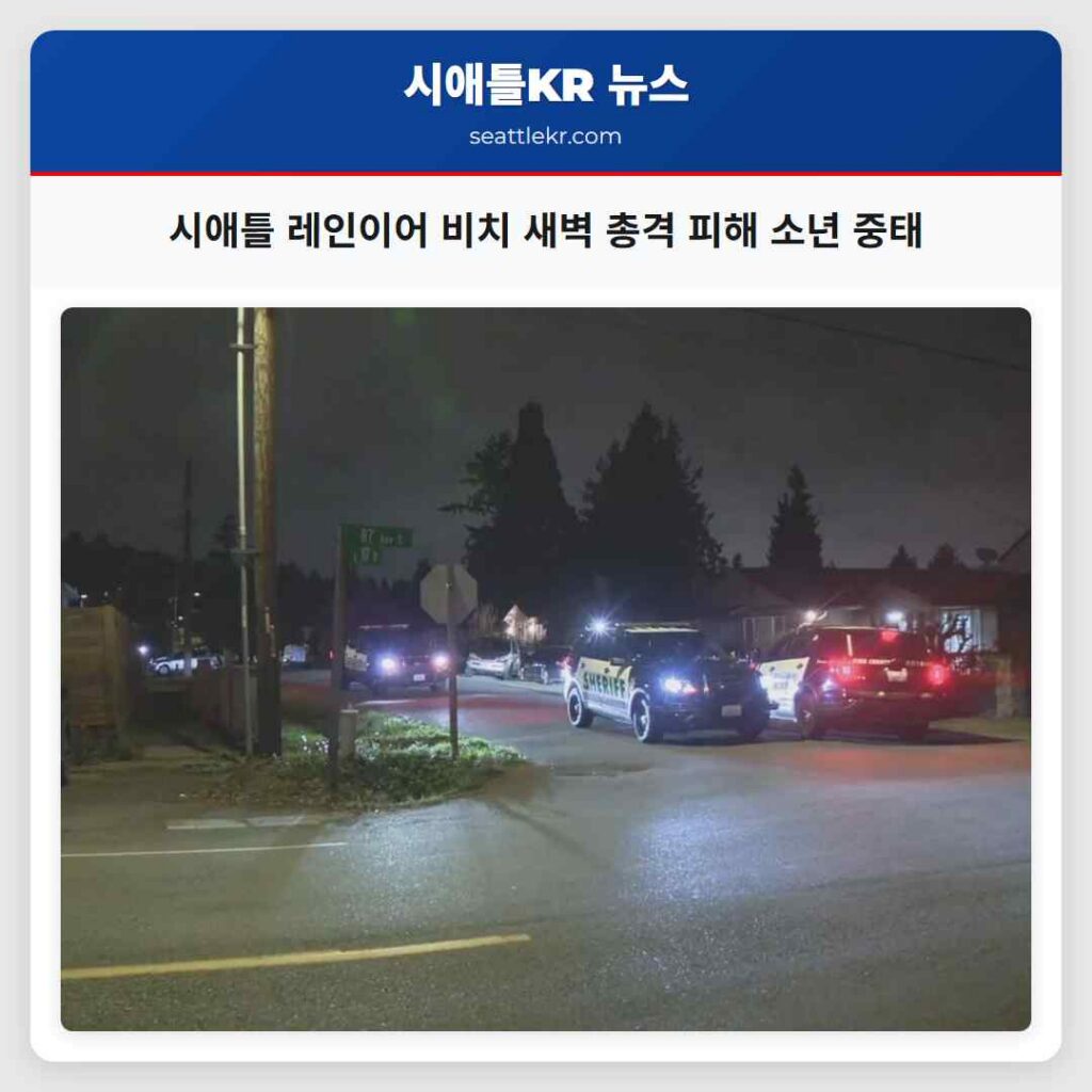 시애틀 레인이어 비치 새벽 총격 피해 소년 중태