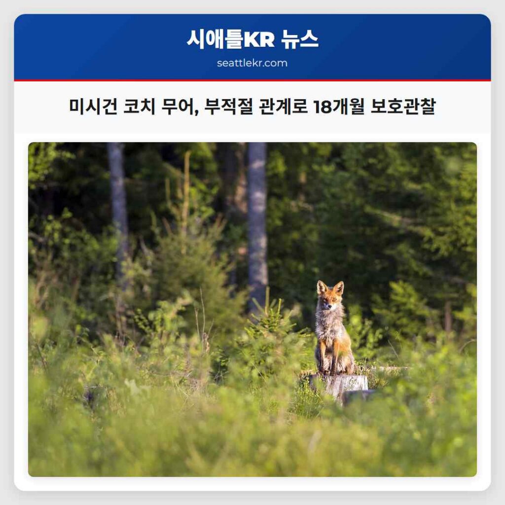 미시건 코치 무어, 부적절 관계로 18개월 보호관찰