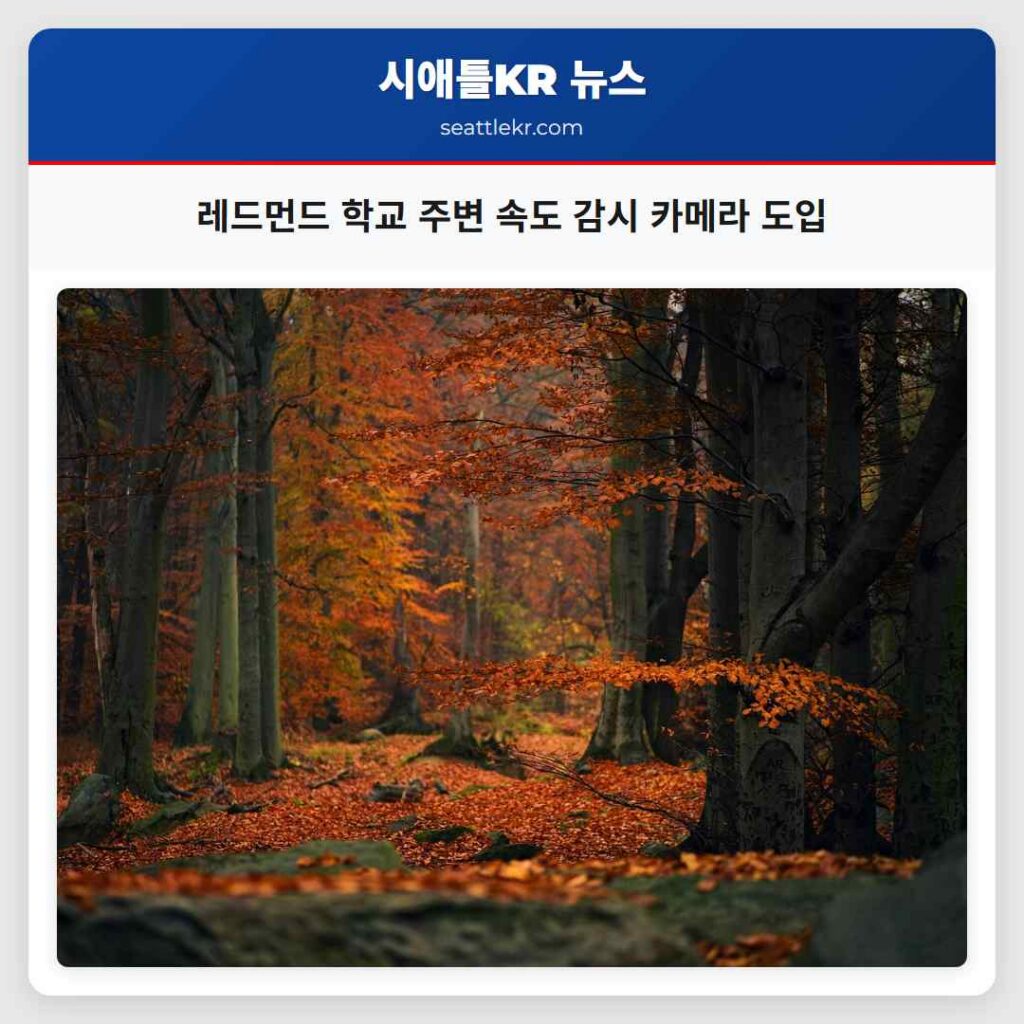 레드먼드 학교 주변 속도 감시 카메라 도입
