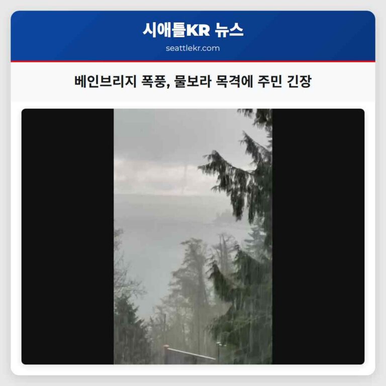 베인브리지 폭풍 물보라 목격에 주민 긴장