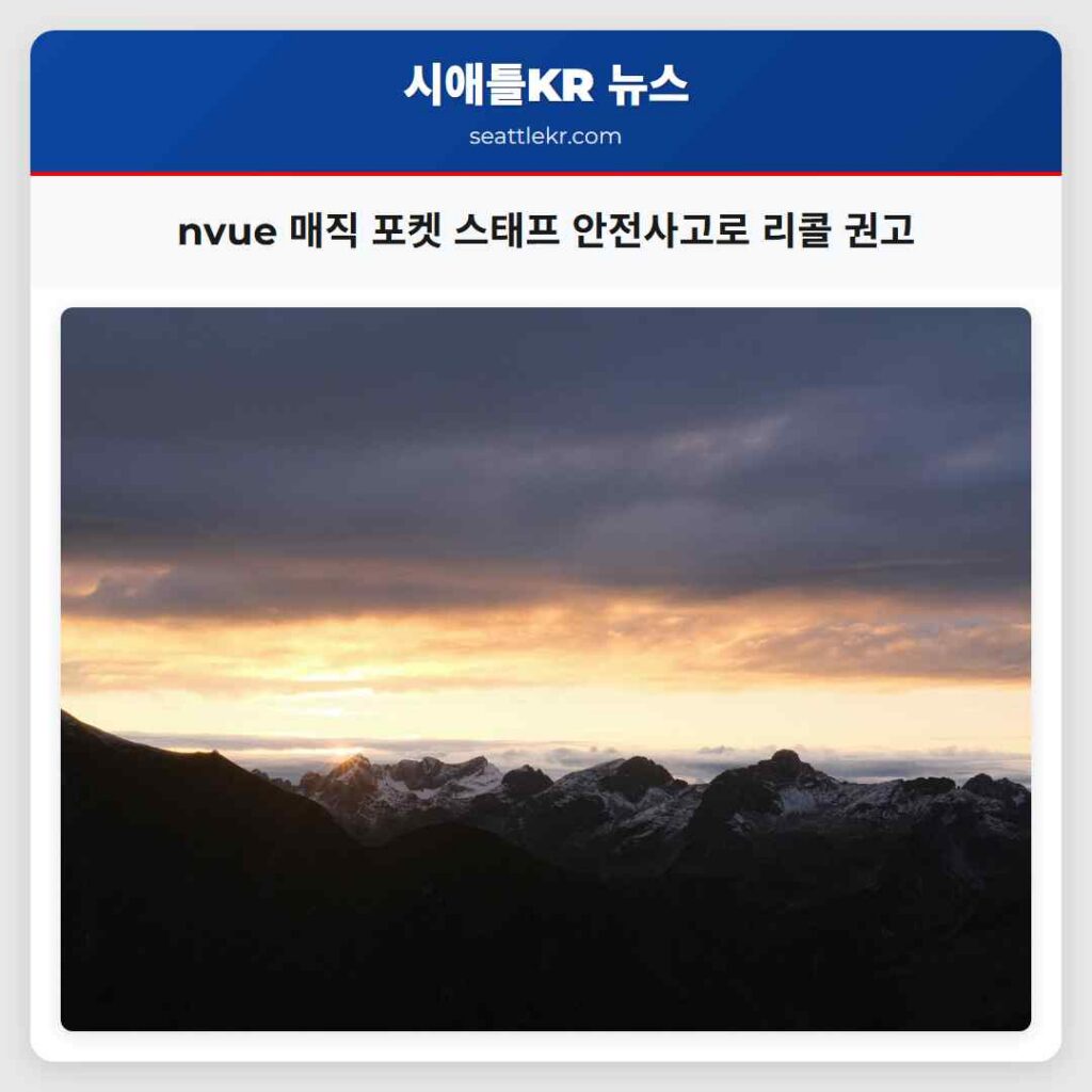 nvue 매직 포켓 스태프 안전사고로 리콜 권고