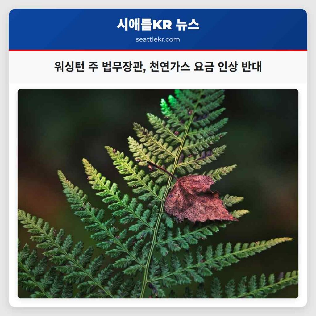 워싱턴 주 법무장관, 천연가스 요금 인상 반대