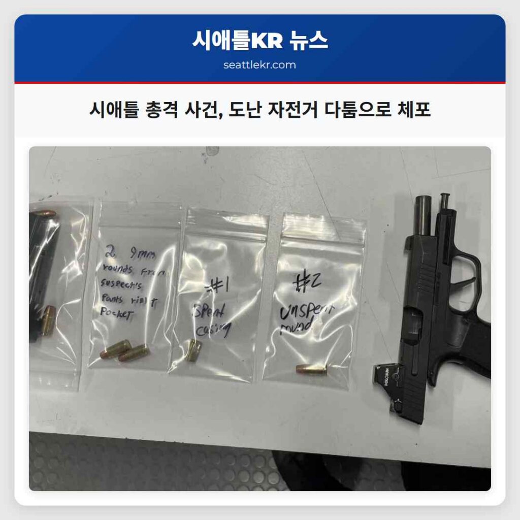 시애틀 총격 사건, 도난 자전거 다툼으로 체포