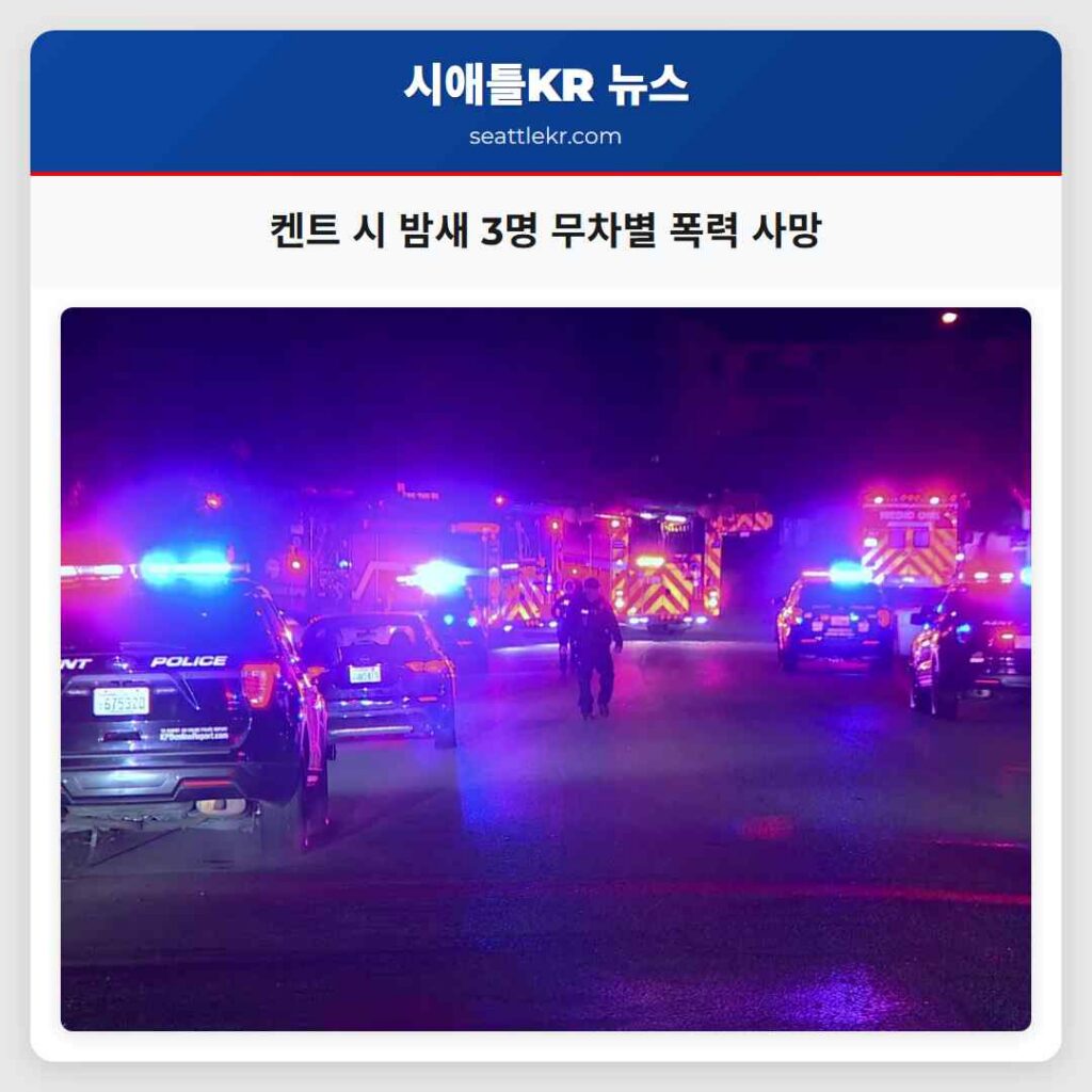 켄트 시 밤새 3명 무차별 폭력 사망