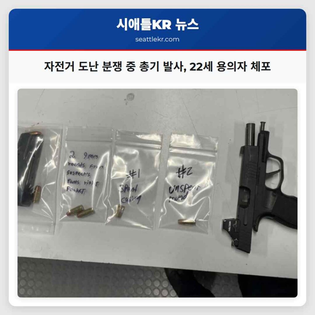 자전거 도난 분쟁 중 총기 발사, 22세 용의자 체포