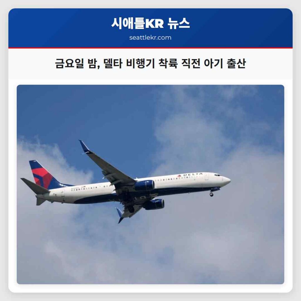 금요일 밤, 델타 비행기 착륙 직전 아기 출산