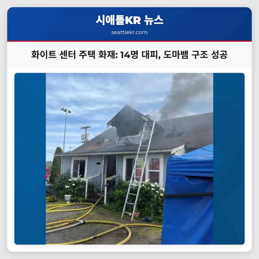 화이트 센터 주택 화재: 14명 대피, 도마뱀 구조 성공