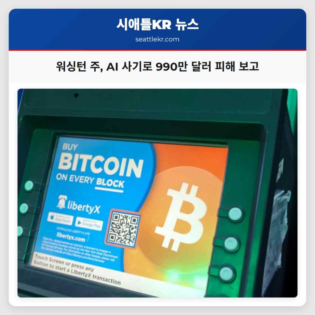 워싱턴 주, AI 사기로 990만 달러 피해 보고