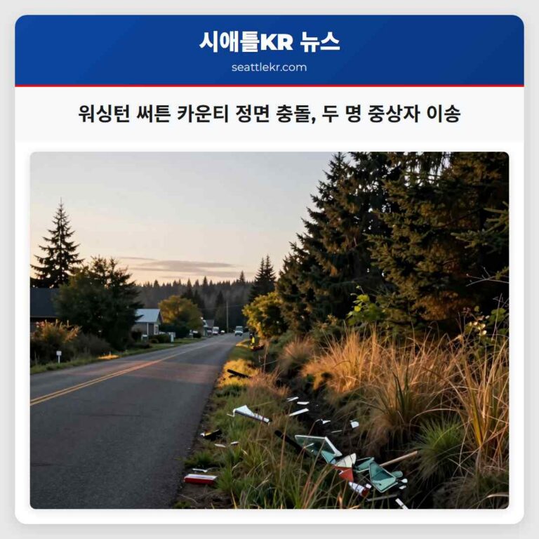 워싱턴 써튼 카운티 정면 충돌 두 명 중상자 이송