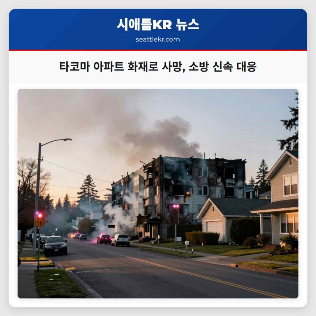 타코마 아파트 화재로 사망, 소방 신속 대응