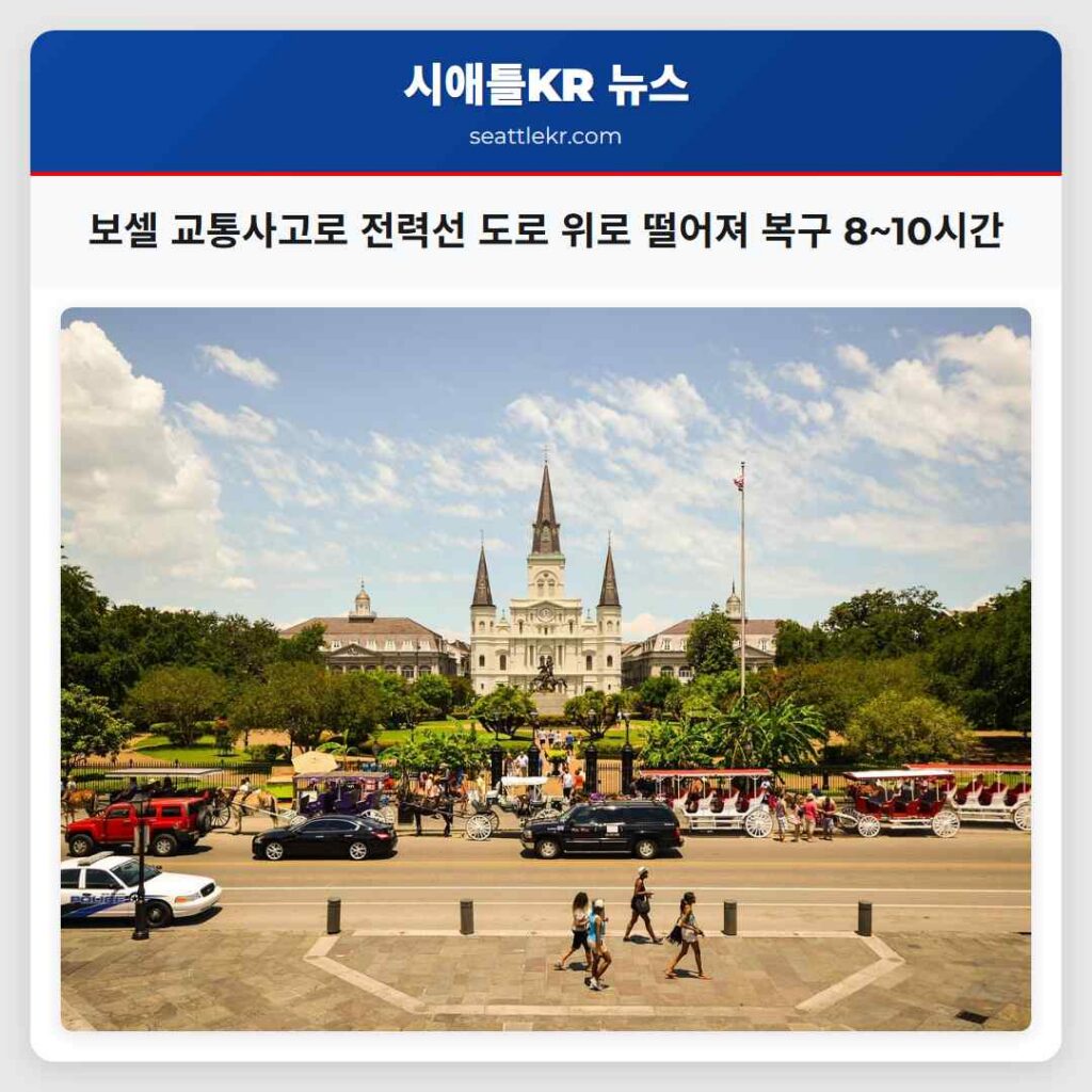 보셀 교통사고로 전력선 도로 위로 떨어져 복구 8~10시간
