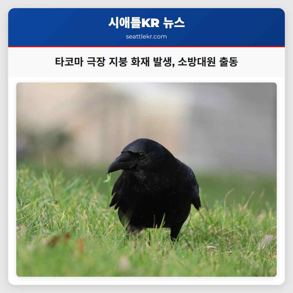 타코마 극장 지붕 화재 발생, 소방대원 출동