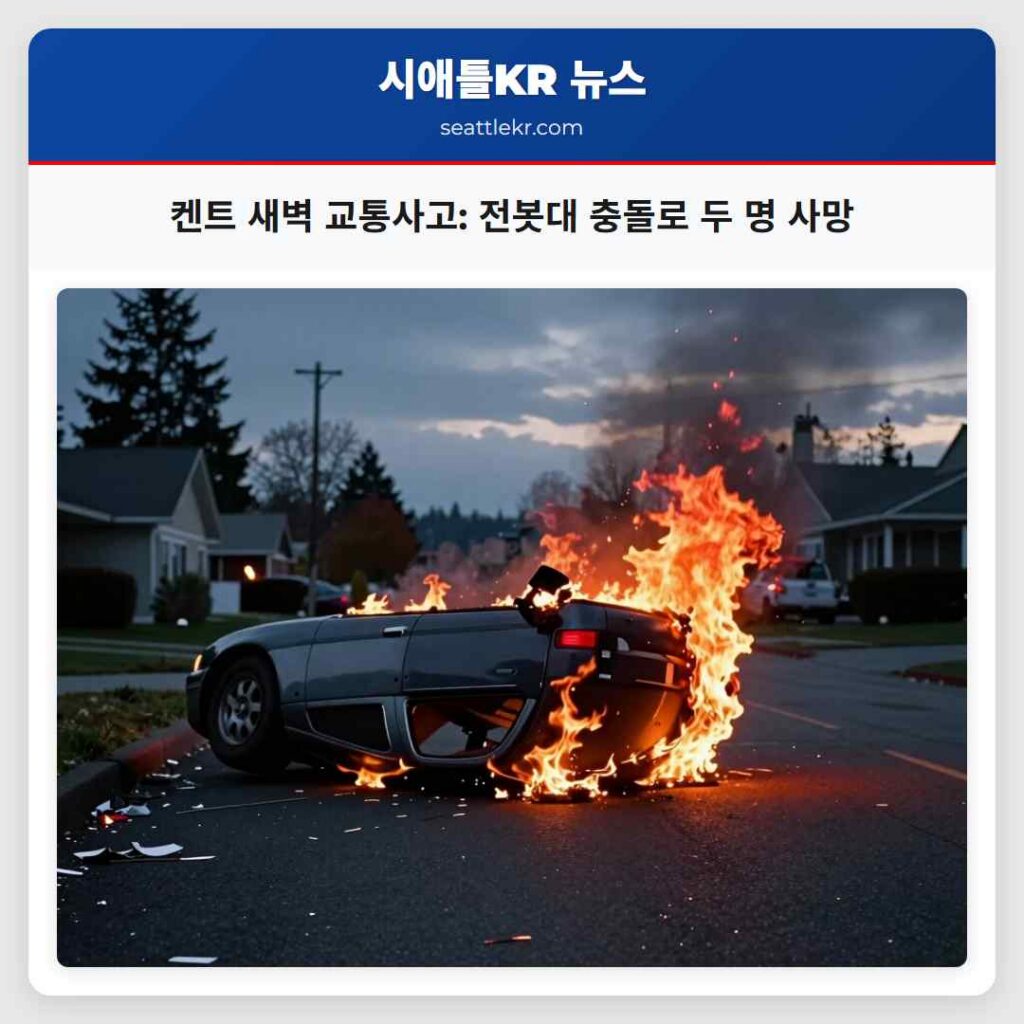 켄트 새벽 교통사고: 전봇대 충돌로 두 명 사망