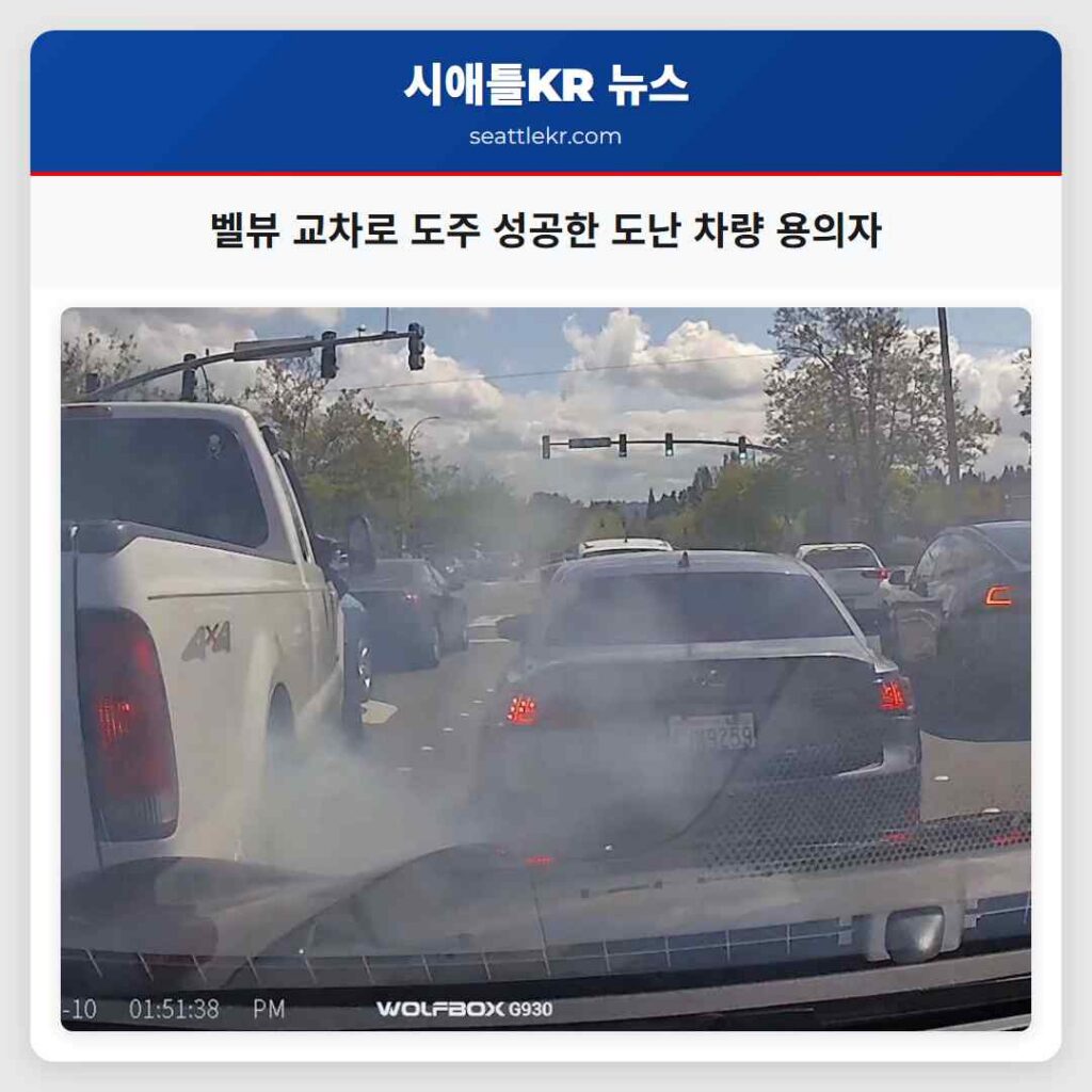 벨뷰 교차로 도주 성공한 도난 차량 용의자