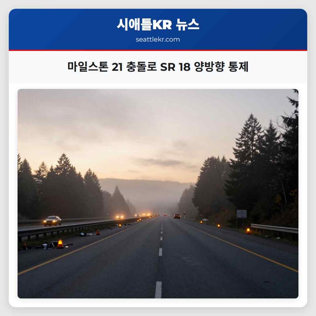 마일스톤 21 충돌로 SR 18 양방향 통제