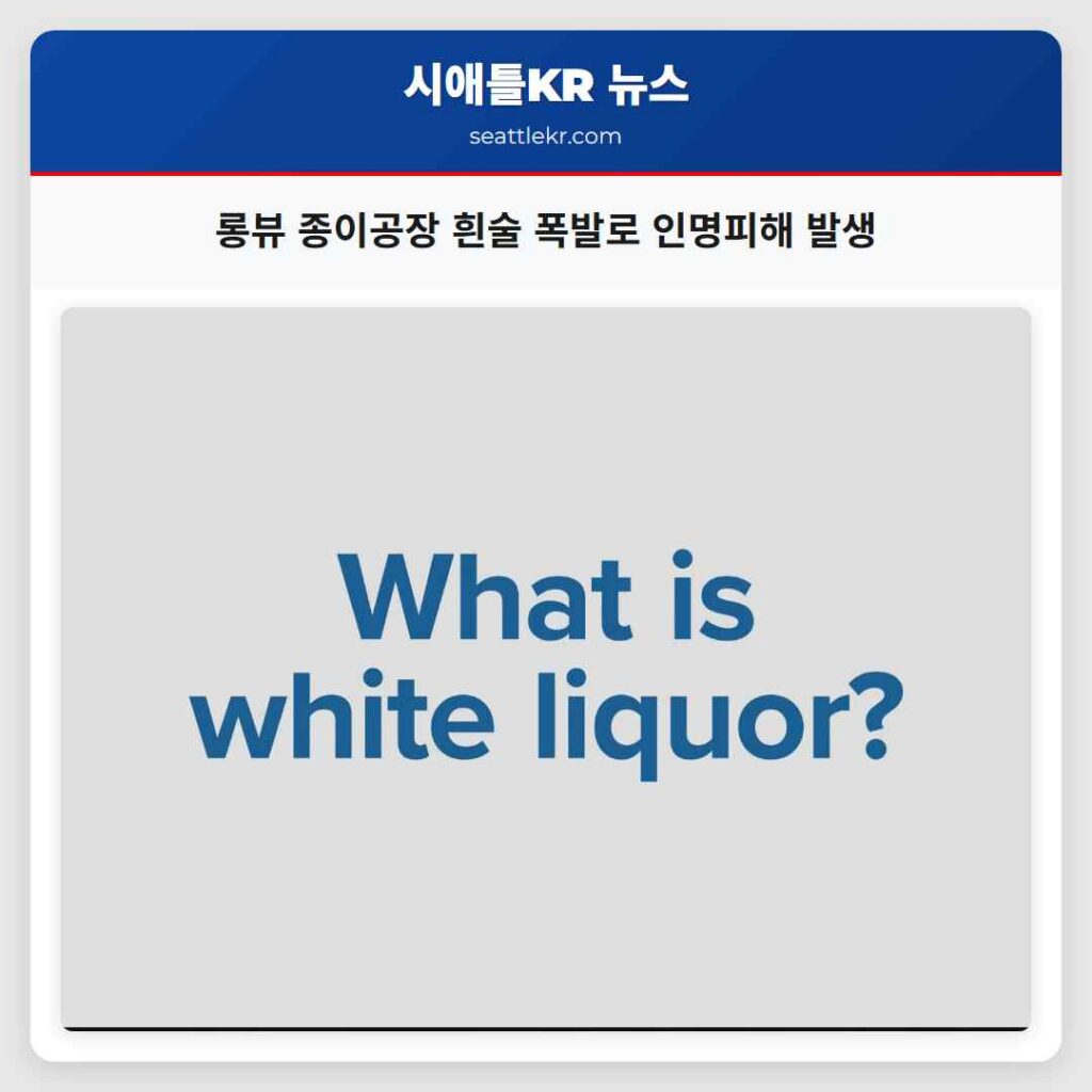 롱뷰 종이공장 흰술 폭발로 인명피해 발생