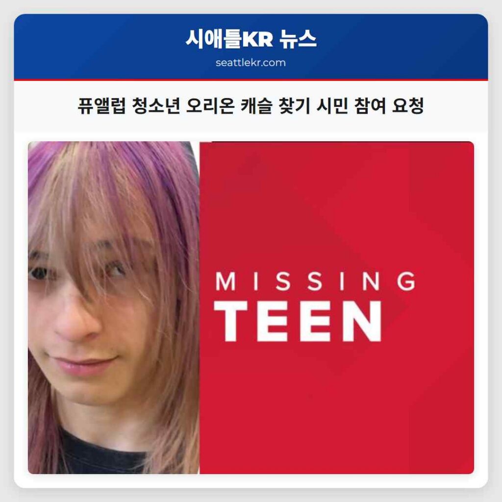 퓨앨럽 청소년 오리온 캐슬 찾기 시민 참여 요청