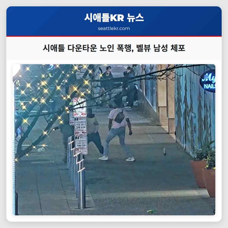 시애틀 다운타운 노인 폭행 벨뷰 남성 체포