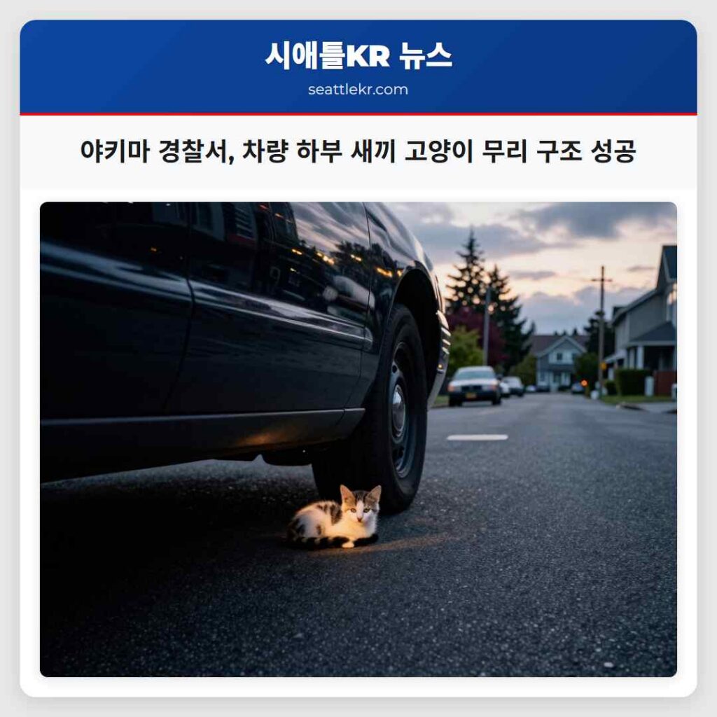 야키마 경찰서, 차량 하부 새끼 고양이 무리 구조 성공